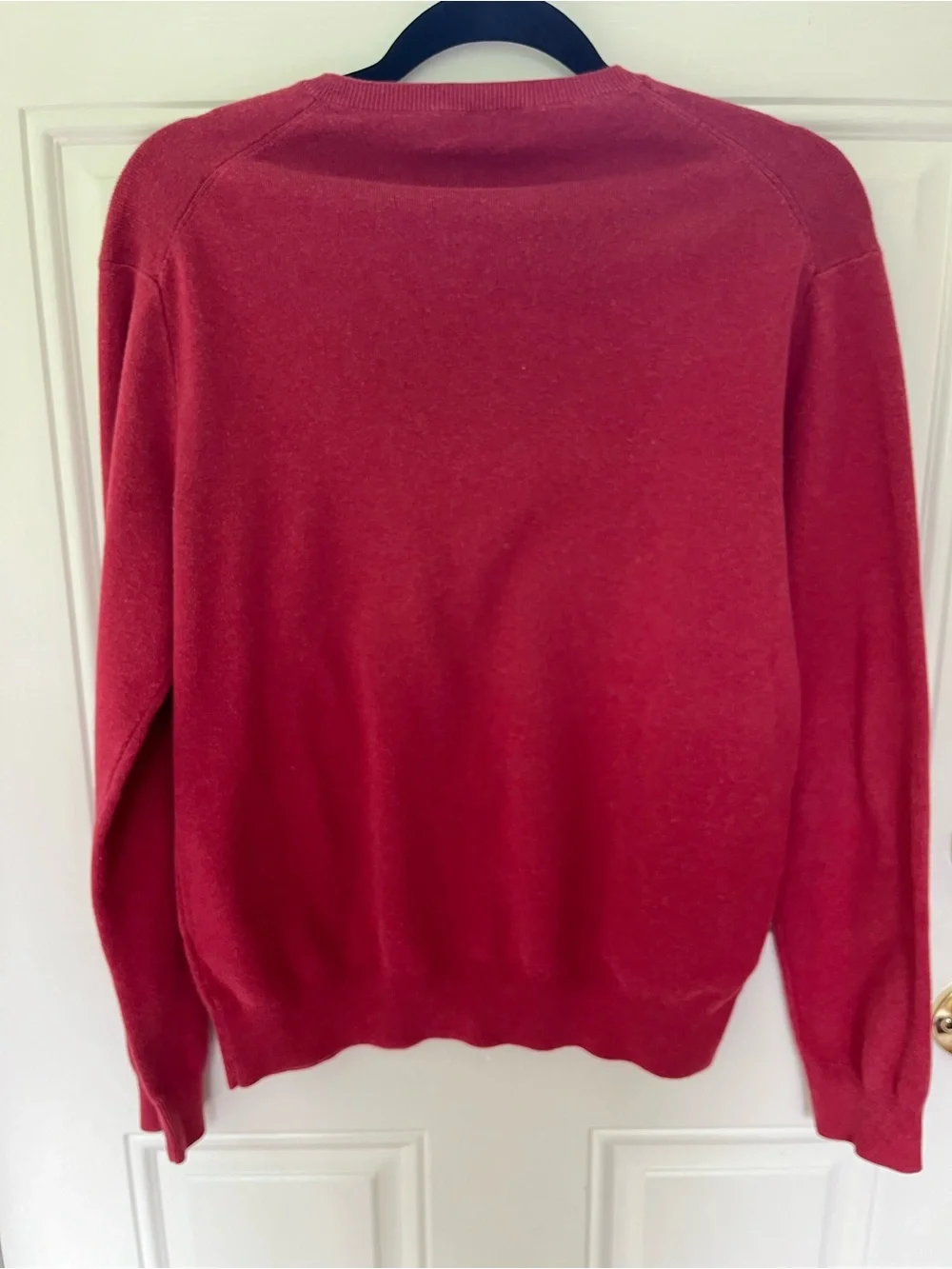 Polo Ralph Lauren Men's Med V-Neck Sweater Deep Red with Navy Logo Pima Cotton